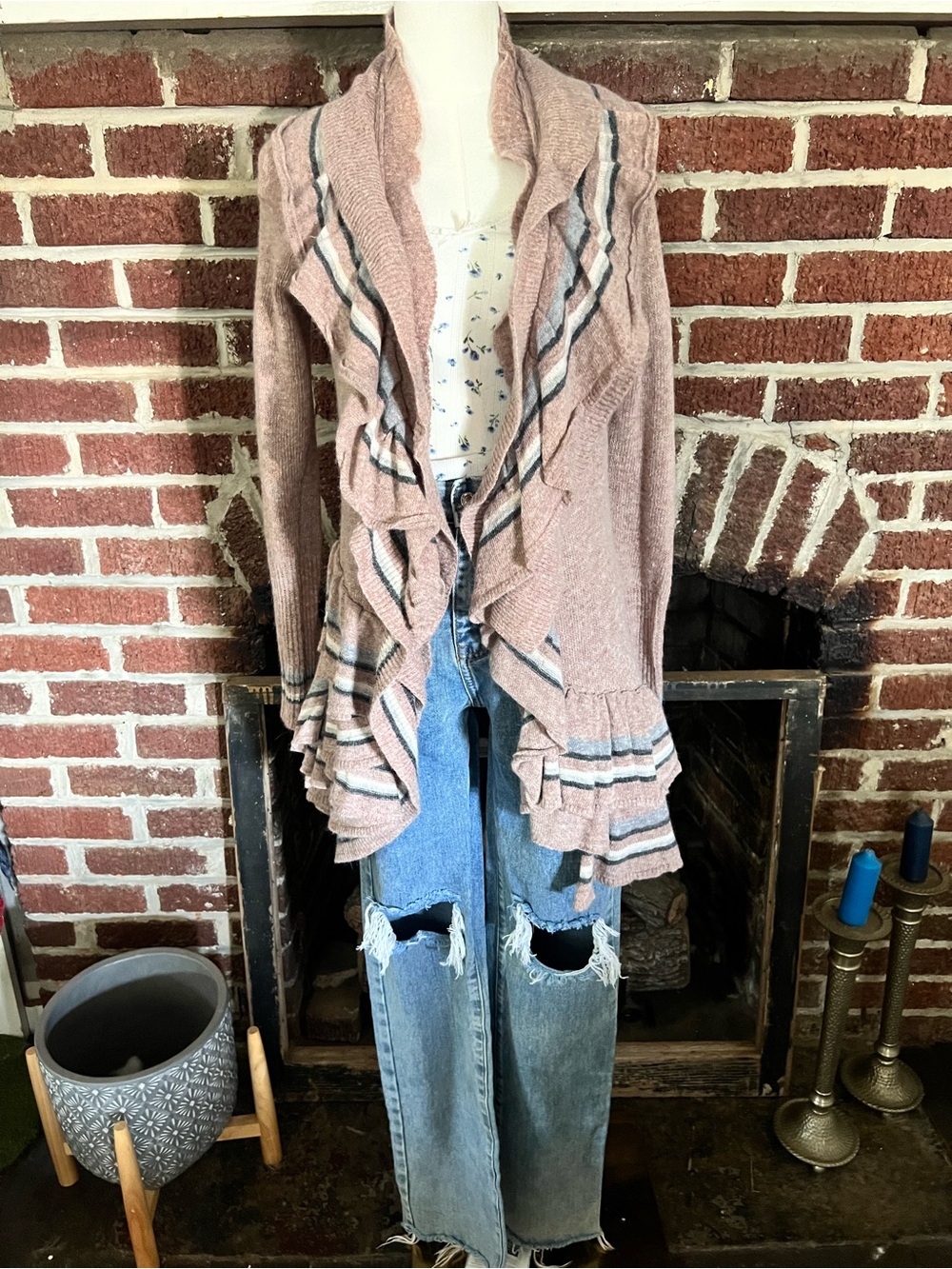 sparrow/anthropologie ruffled open front cardigan